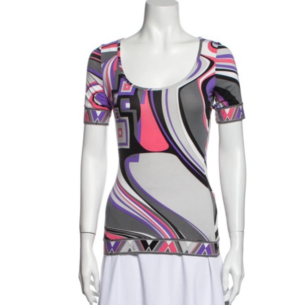 multicolored top.